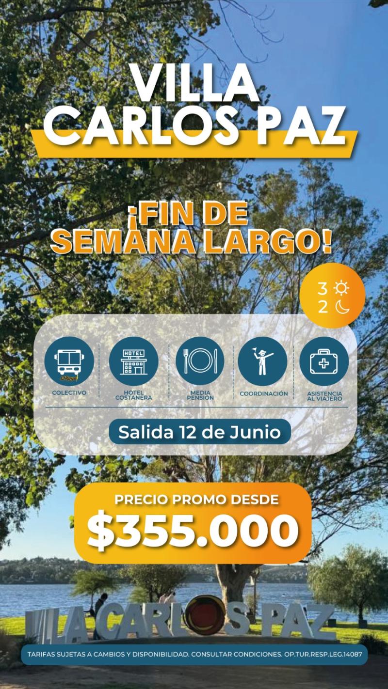 VILLA CARLOS PAZ FIN DE SEMANA LARGO